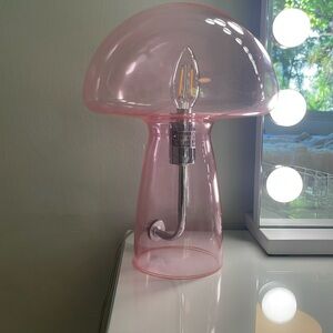 pink glass mushroom lamp